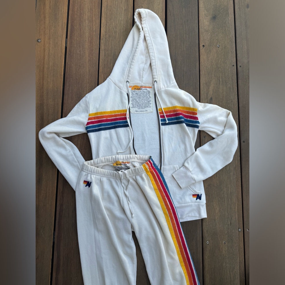 Aviator Nation set 5 stripe hoodie and sweatpants